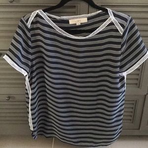 Navy and white blouse